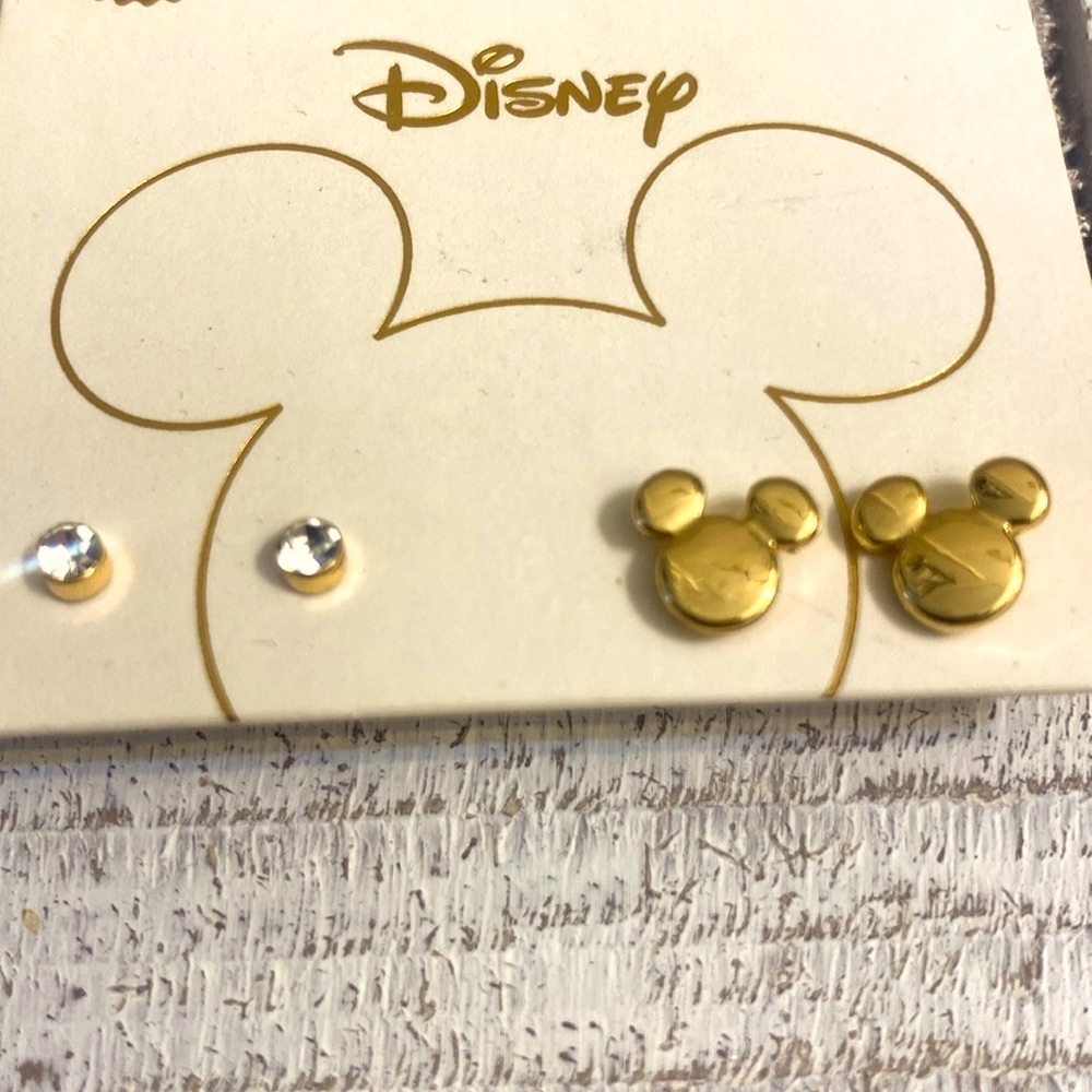 🎁Mickey Mouse Gold Plated and CZ Diamond earrings